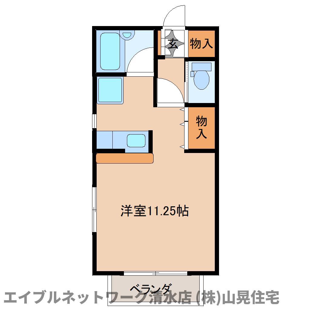 すぺーすわん(ワンルーム/2階)の間取り写真