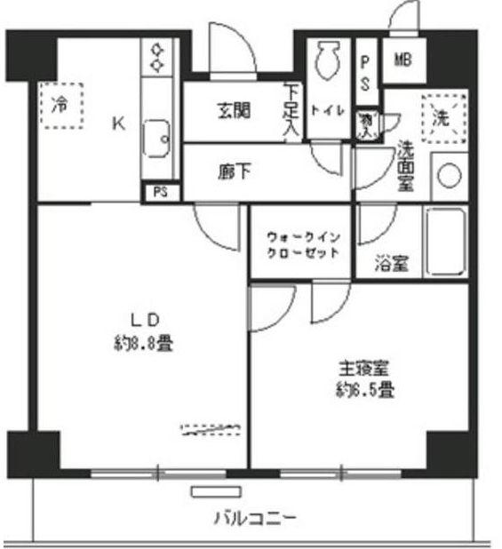 エステージ築地(1LDK/3階)の間取り写真
