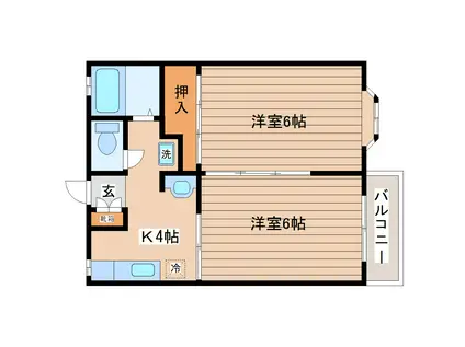 カトレア幸(2K/2階)の間取り写真