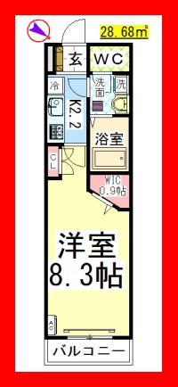 AF ラフィネ ノース(1K/1階)の間取り写真