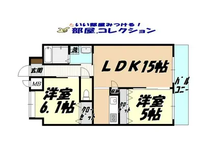 リード大手町(2LDK/9階)の間取り写真