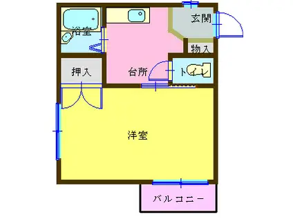 ニューハイツ三林(1K/2階)の間取り写真