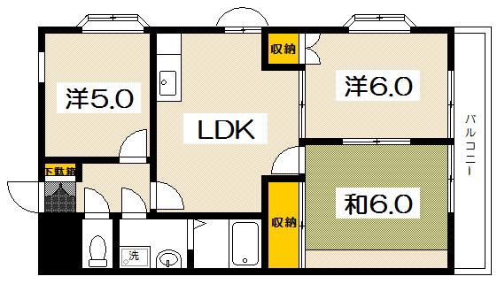 ハイツ76(3LDK/2階)の間取り写真