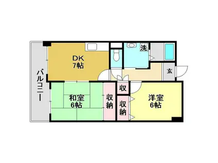 山崎ハイツ(2DK/2階)の間取り写真