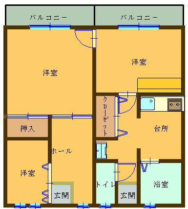 リーベ21(2SK/2階)の間取り写真