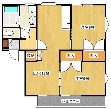 上津コーポ E棟(2LDK/2階)の間取り写真