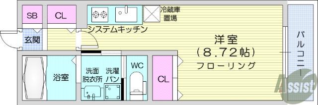 ルミエール日泉(ワンルーム/2階)の間取り写真