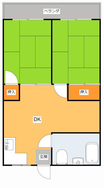 A.APARTMENT(2LDK/2階)の間取り写真