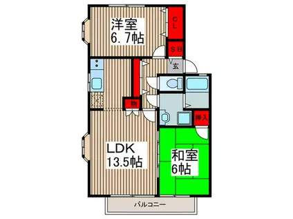 ピュアガーデン(2LDK/1階)の間取り写真