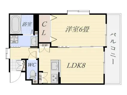 アヴェニュー武町(1LDK/4階)の間取り写真