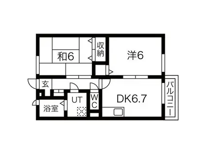 バレンシア下太田(2DK/2階)の間取り写真