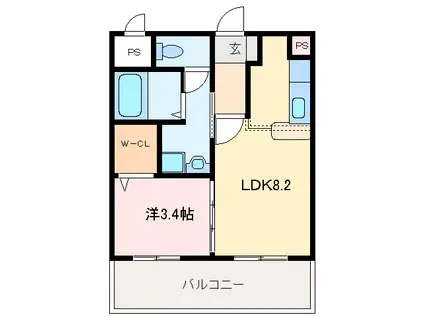 シャルマン ツカーサ(1LDK/1階)の間取り写真