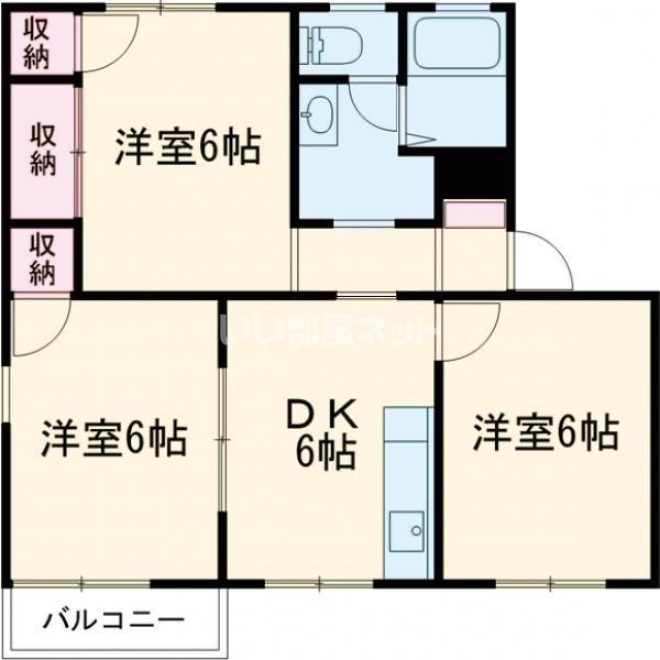 コンチェルト・ハウスA(3DK/2階)の間取り写真