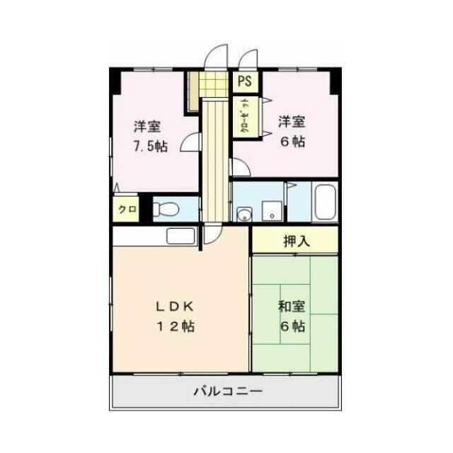 アメニティハイツ杏栄館(3LDK/6階)の間取り写真