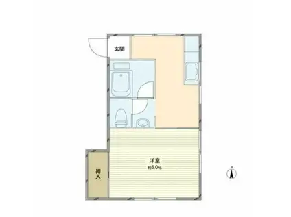 JR総武線 高円寺駅 徒歩15分 2階建 築46年(1K/1階)の間取り写真