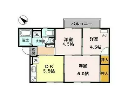 メゾンふじIII(3DK/2階)の間取り写真