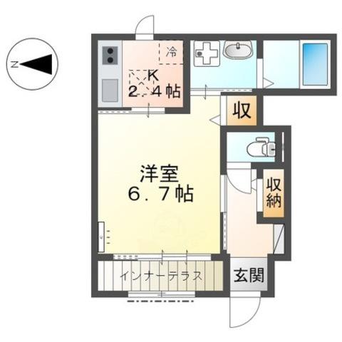 MSレジデンスHIMEJI(1K/1階)の間取り写真