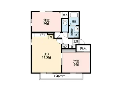 コーポラス杜(2LDK/2階)の間取り写真