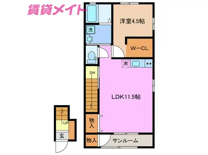 コンフォール生桑(1LDK/2階)の間取り写真