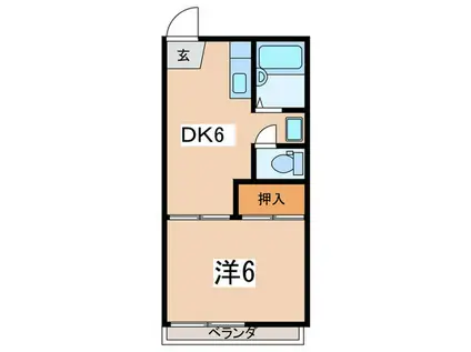 パ―ムテラス(1DK/1階)の間取り写真