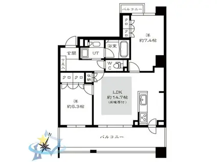 パークホームズ大通公園南(2LDK/9階)の間取り写真