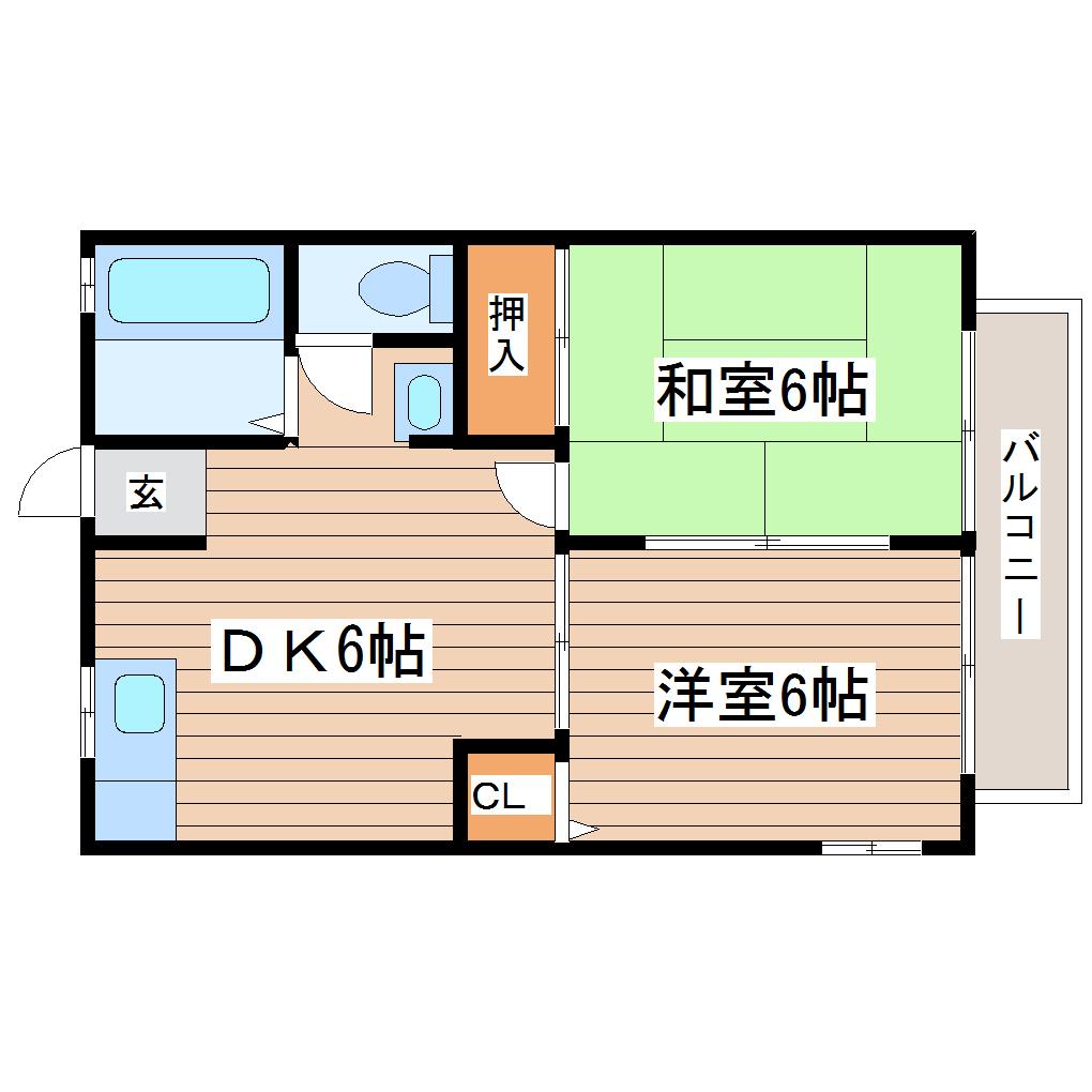 パークヴュー(2DK/2階)の間取り写真
