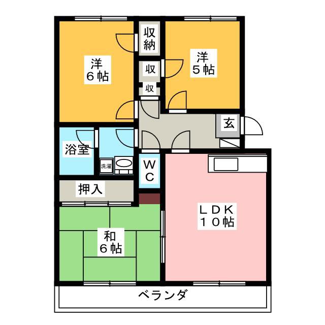 レジデンスISHII N(3LDK/3階)の間取り写真