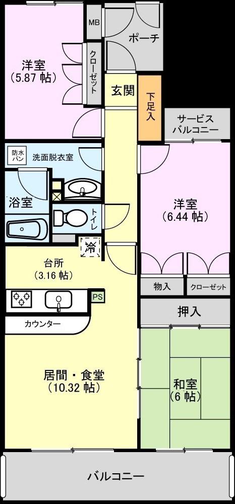 ブライティ広沢(3LDK/3階)の間取り写真