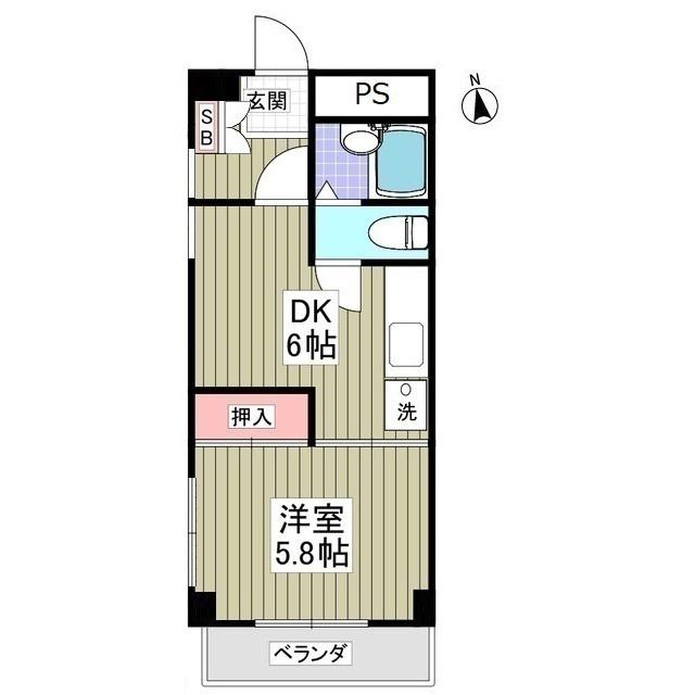館林ガーデンヒルズ(1DK/2階)の間取り写真
