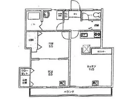 JR仙山線 山形駅 徒歩45分 2階建 築43年(2LDK/2階)の間取り写真