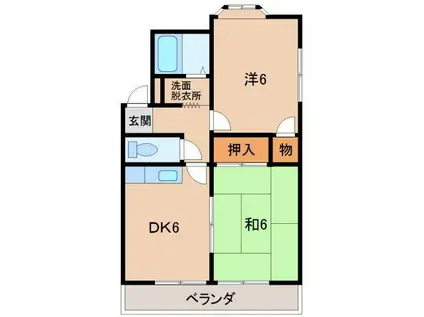 メゾンフルーレKUDOYAMA(2DK/3階)の間取り写真