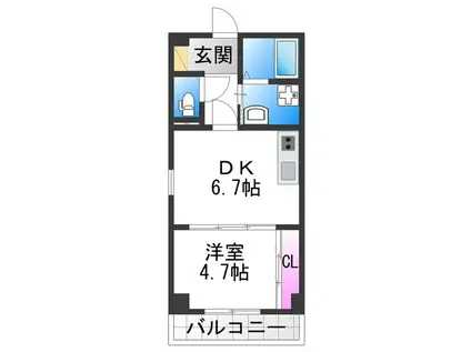 GARDENIA天王寺南(1LDK/1階)の間取り写真