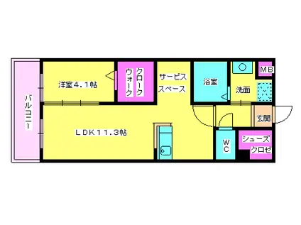 穂の風ハウス(1SLDK/5階)の間取り写真