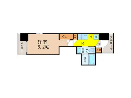 エステムコート名古屋泉プラチナムゲート(1K/5階)の間取り写真