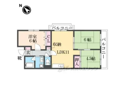 フローラル生駒(3LDK/3階)の間取り写真