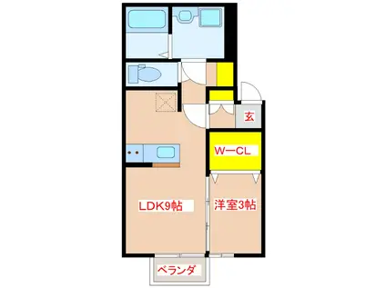 PRENDREIV(1LDK/1階)の間取り写真