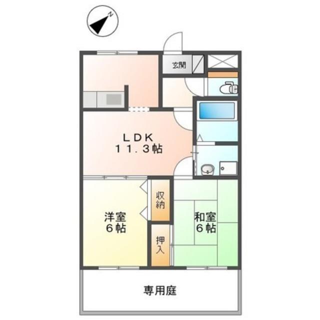ウエストヴィレッジ(2LDK/1階)の間取り写真