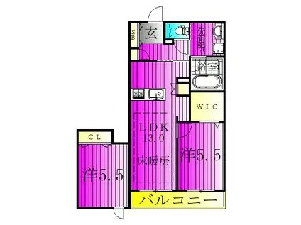 プレミアメゾン(2LDK/2階)の間取り写真