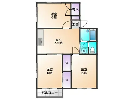 ホワイトハウス(3DK/2階)の間取り写真