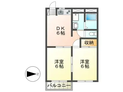 ISグランデ北野(2DK/3階)の間取り写真