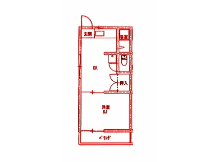 ダイヤモンドヒルズ横浜能見台(1DK/2階)の間取り写真