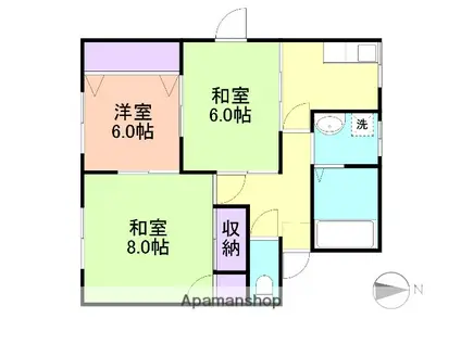 ヴィラたかつみII(3DK/1階)の間取り写真
