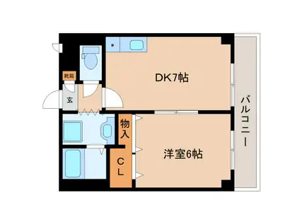 グラシエール王寺(1DK/2階)の間取り写真