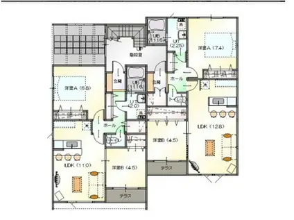 ガーデンハウスII(2LDK/1階)の間取り写真