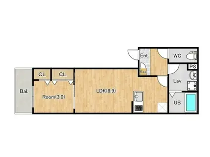ジ―メゾン伊勢原高森アーク(1LDK/1階)の間取り写真