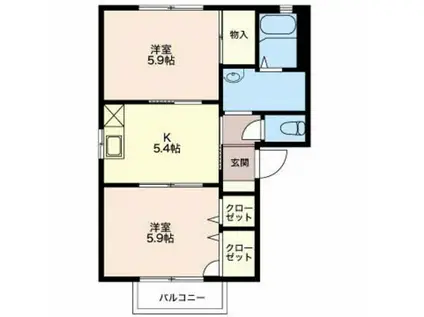 メゾン北深志(2DK/2階)の間取り写真