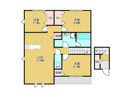 LA CINQ 小野原(3LDK/2階)の間取り写真