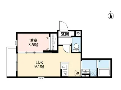 DOLCEVITA南流山(1LDK/1階)の間取り写真