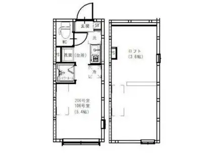 ハーモニーテラス早宮一丁目3(ワンルーム/2階)の間取り写真