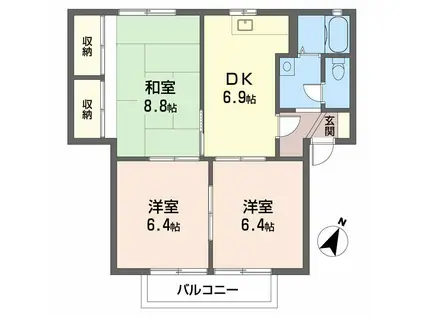 ハイマート・白石C(3DK/1階)の間取り写真